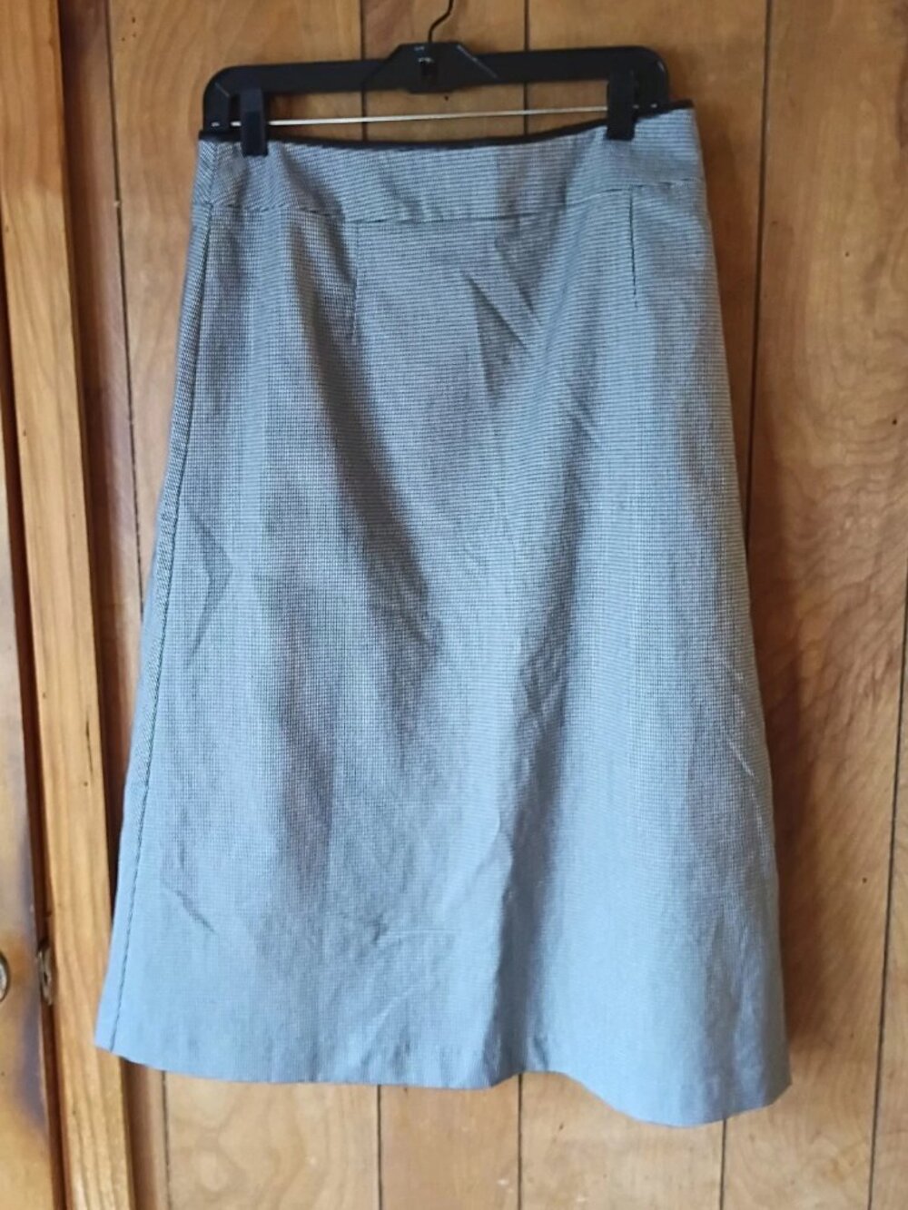 Kim Rogers Petite 12P Black White A-Line Long Skirt Back Zip Stretch Career